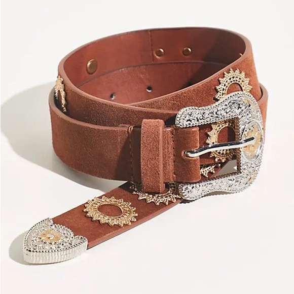 Free People Accessories - Free People Sunrise Suede Belt Cognac Western Boho Coastal Cowgirl Belt Med/Lg